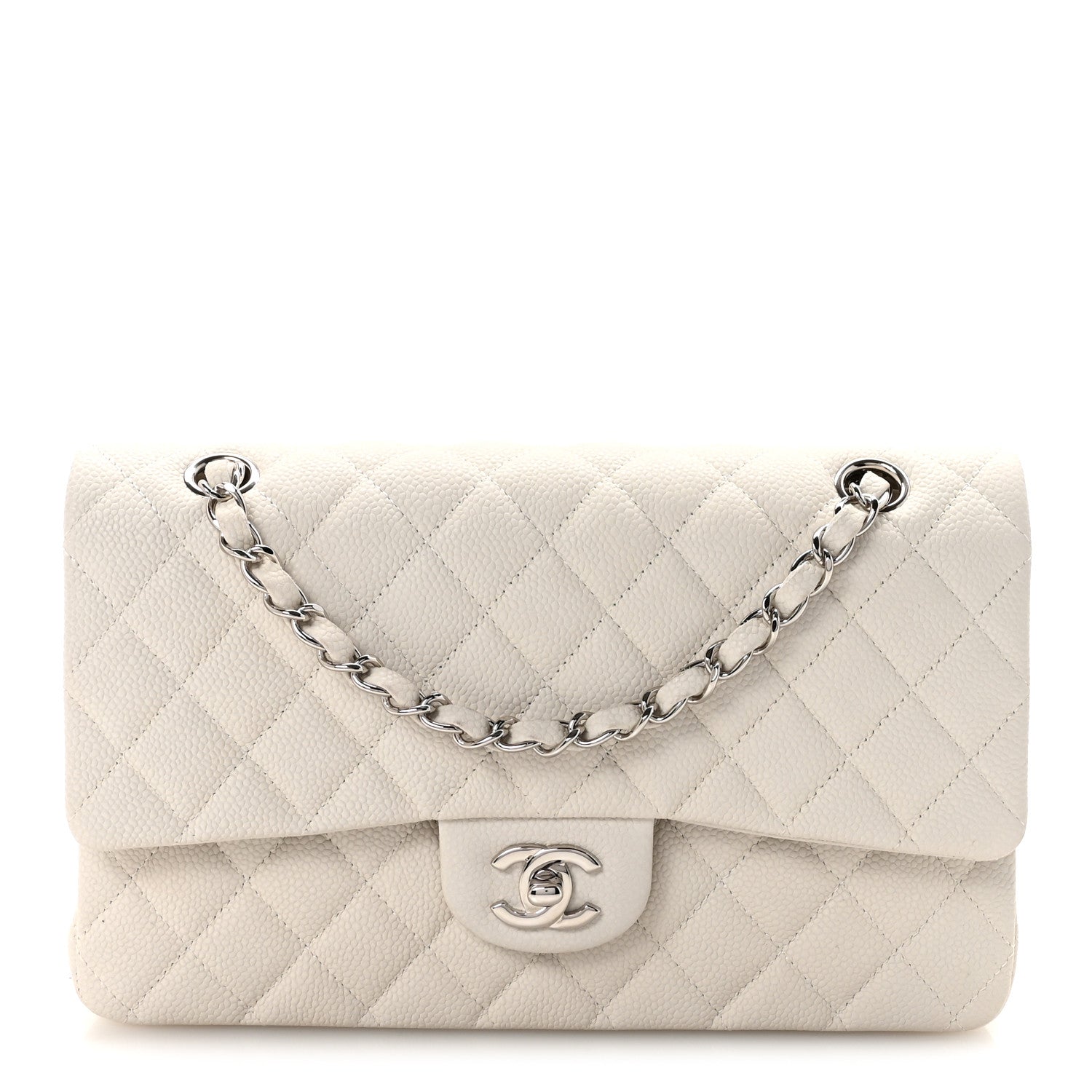 Chanel Iridescent Caviar Quilted Medium Double Flap Off White 1 of 11