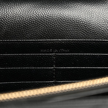 Saint Laurent Grain De Poudre Matelasse Chevron Monogram Chain Wallet Black 7 of 10