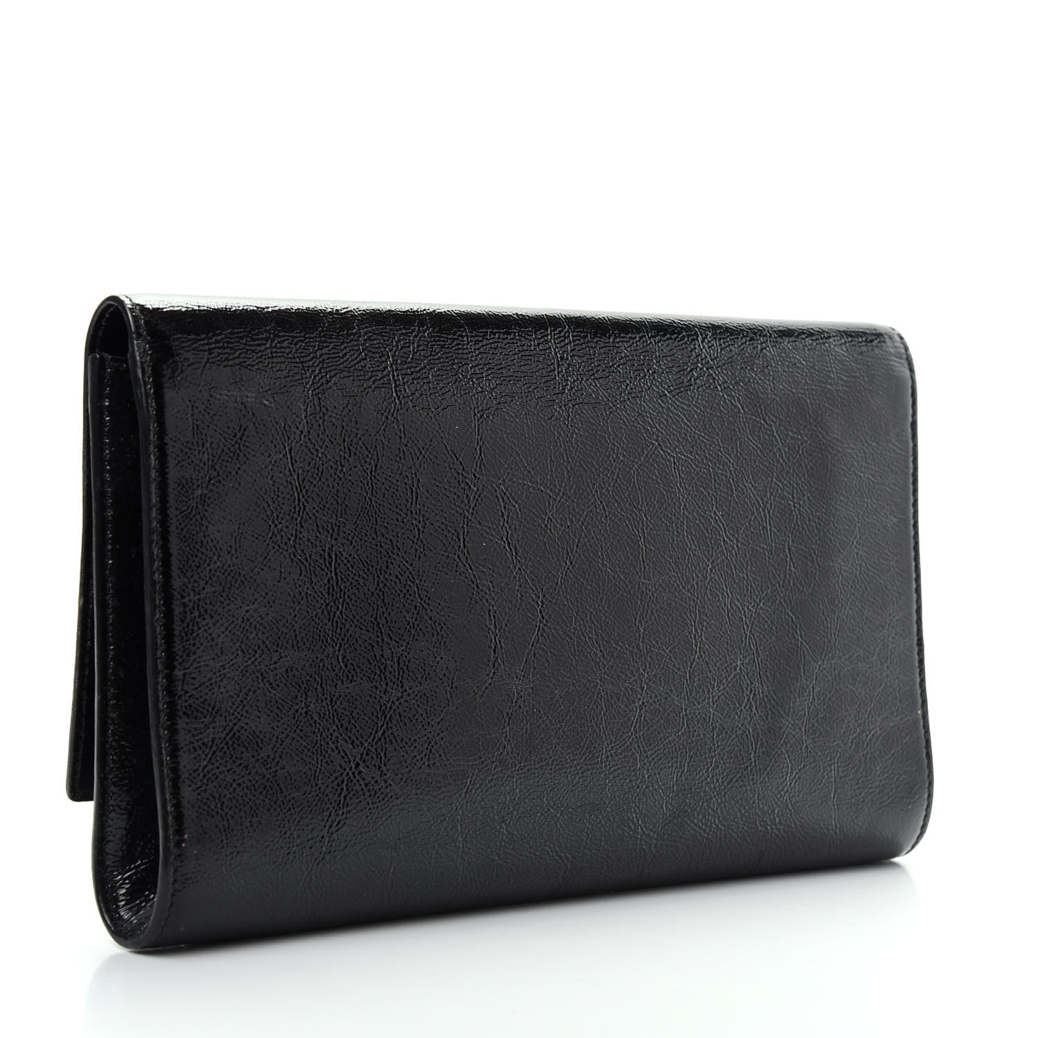 Saint Laurent Textured Patent Monogram Large Belle De Jour Clutch Black 3 of 6