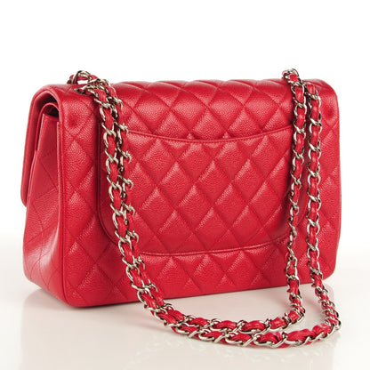 Chanel Pearly Caviar Quilted Jumbo Double Flap Dark Pink 3 of 9