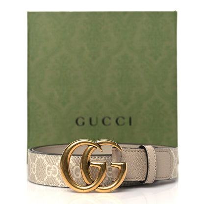 Gucci GG Supreme Monogram Calfskin Double G 30mm Belt 90 36 Beige Mystic White Oatmeal 7 of 7