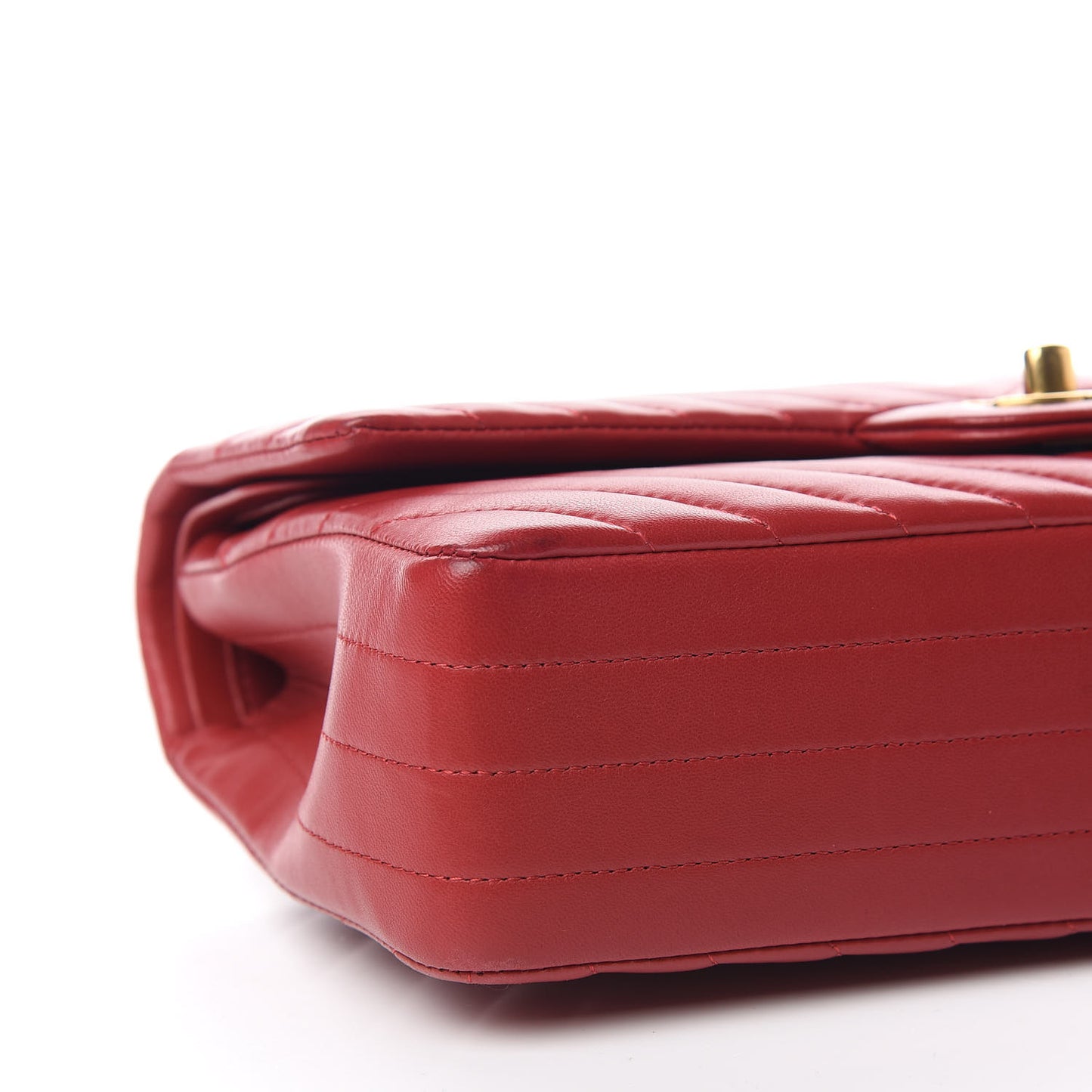 Lambskin Chevron Quilted Medium Double Flap Dark Red