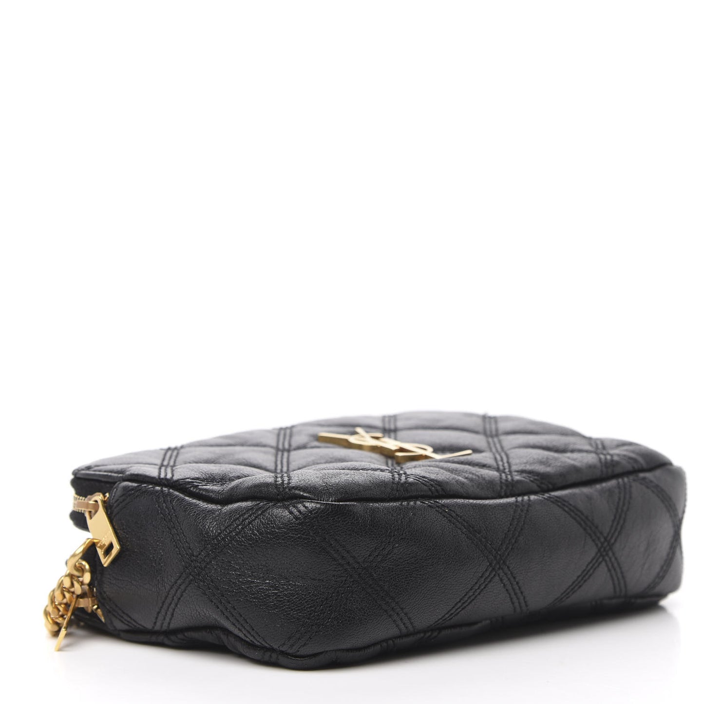 Grained Lambskin Quilted Mini Becky Double Zip Bag Black