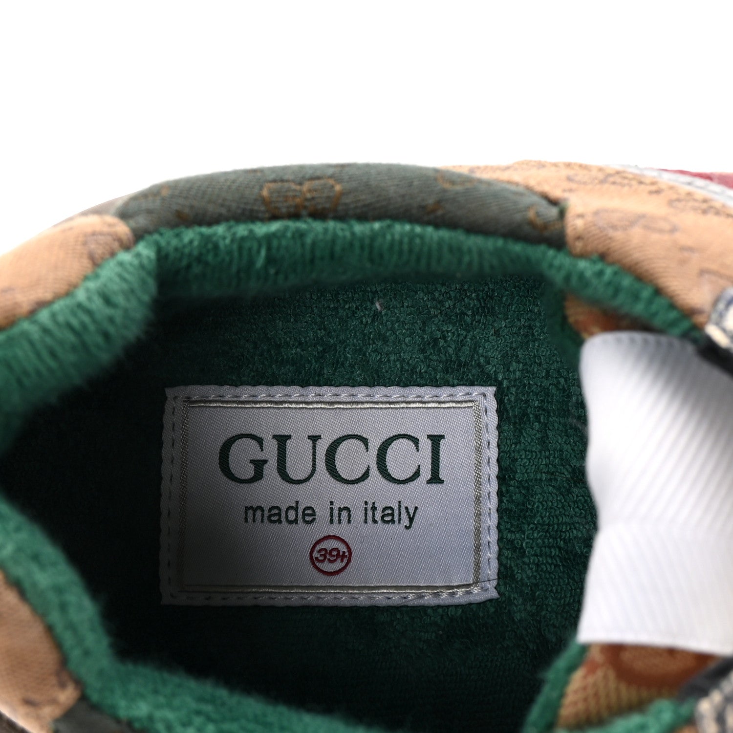 Gucci GG Supreme Monogram Mix Monogram Womens Rhyton Sneakers 39.5 Bordeaux Beige Ebony 8 of 9