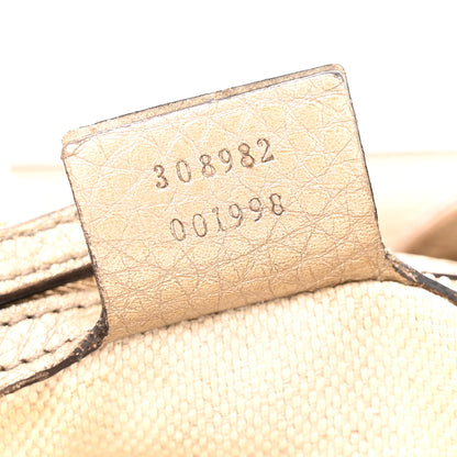Gucci Metallic Pebbled Calfskin Medium Soho Chain Shoulder Bag Golden Beige 7 of 15