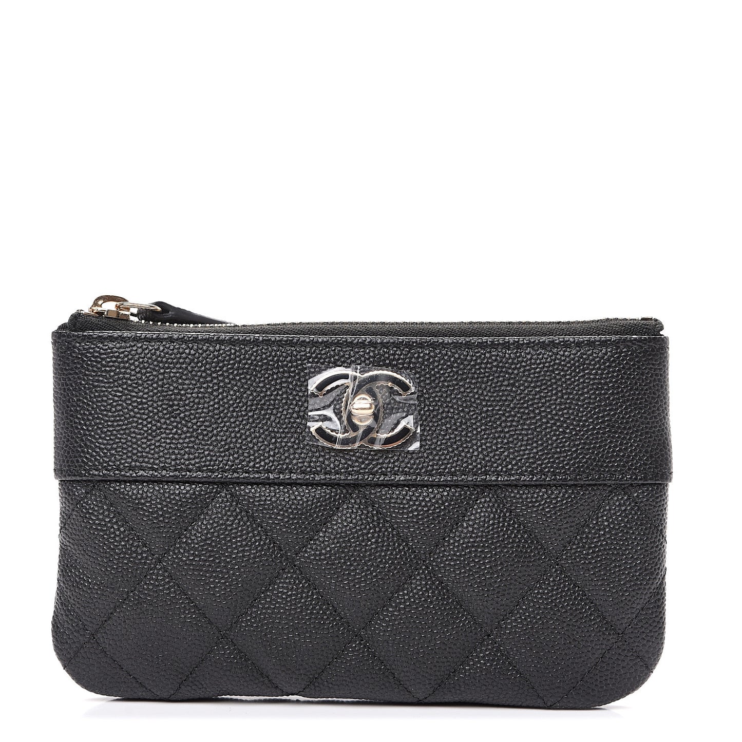 Caviar Quilted Small Vintage Mademoiselle Cosmetic Case Black