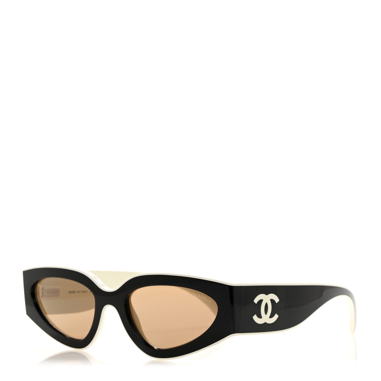 Chanel Acetate Cat Eye Sunglasses 6056 Black White 1539347