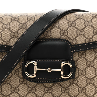 Gucci GG Supreme Monogram Horsebit 1955 Soft Small Shoulder Bag Beige Black 8 of 11