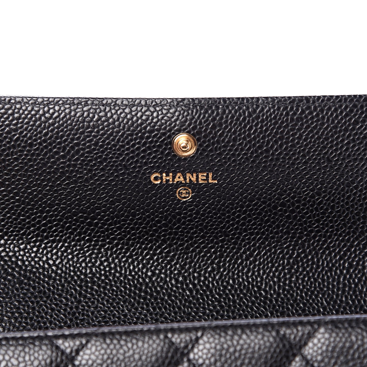 Caviar Quilted Large Gusset Flap Wallet Black