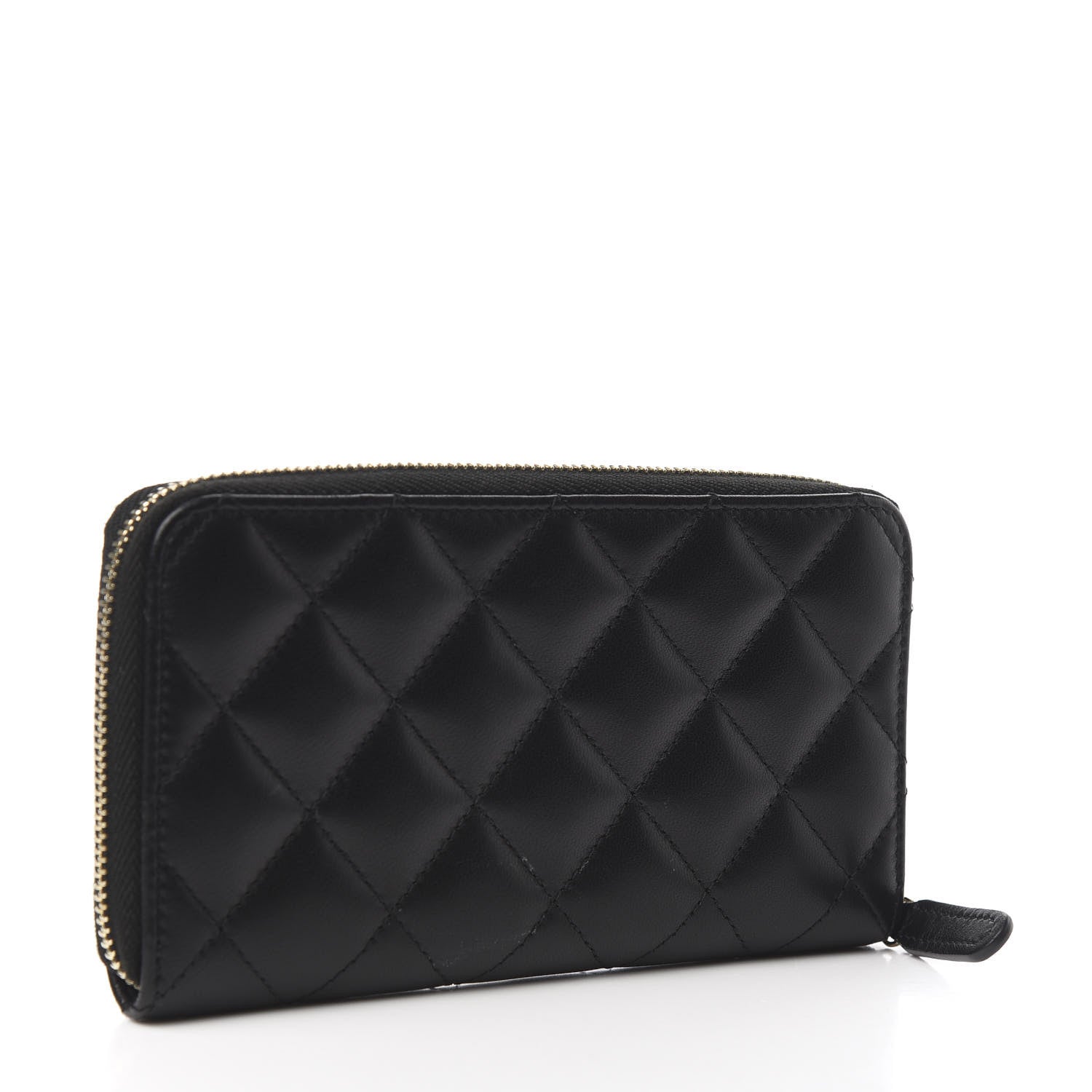 Chanel Lambskin Quilted Small Zip Around Wallet Black 3 of 9