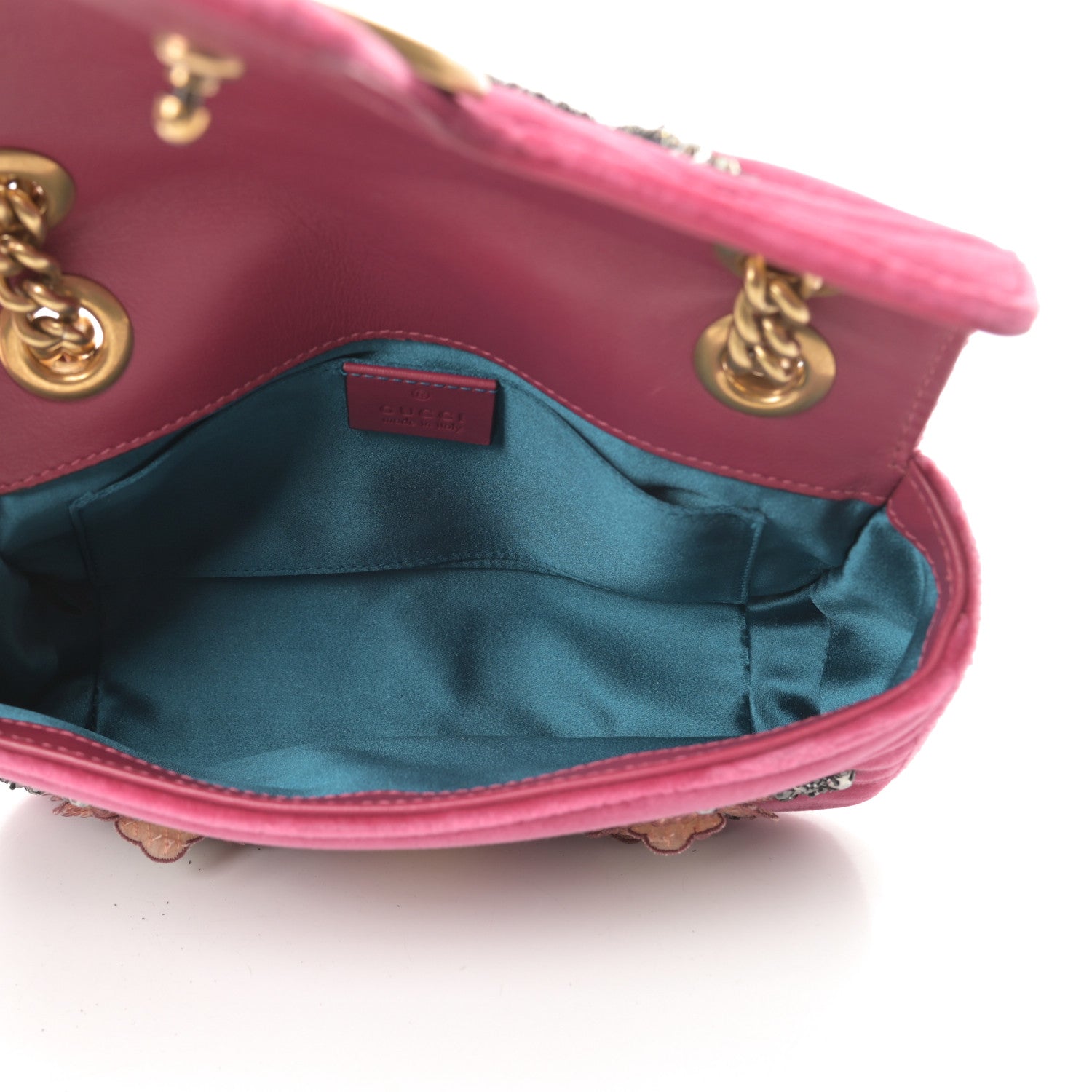 Gucci Velvet Matelasse Embroidered Mini GG Marmont Shoulder Bag Light Raspberry Rose 5 of 12