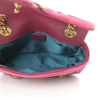 Gucci Velvet Matelasse Embroidered Mini GG Marmont Shoulder Bag Light Raspberry Rose 5 of 12