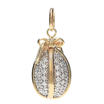 Tiffany 18K Yellow Gold White Gold Diamond Schlumberger Egg Charm 1 of 4