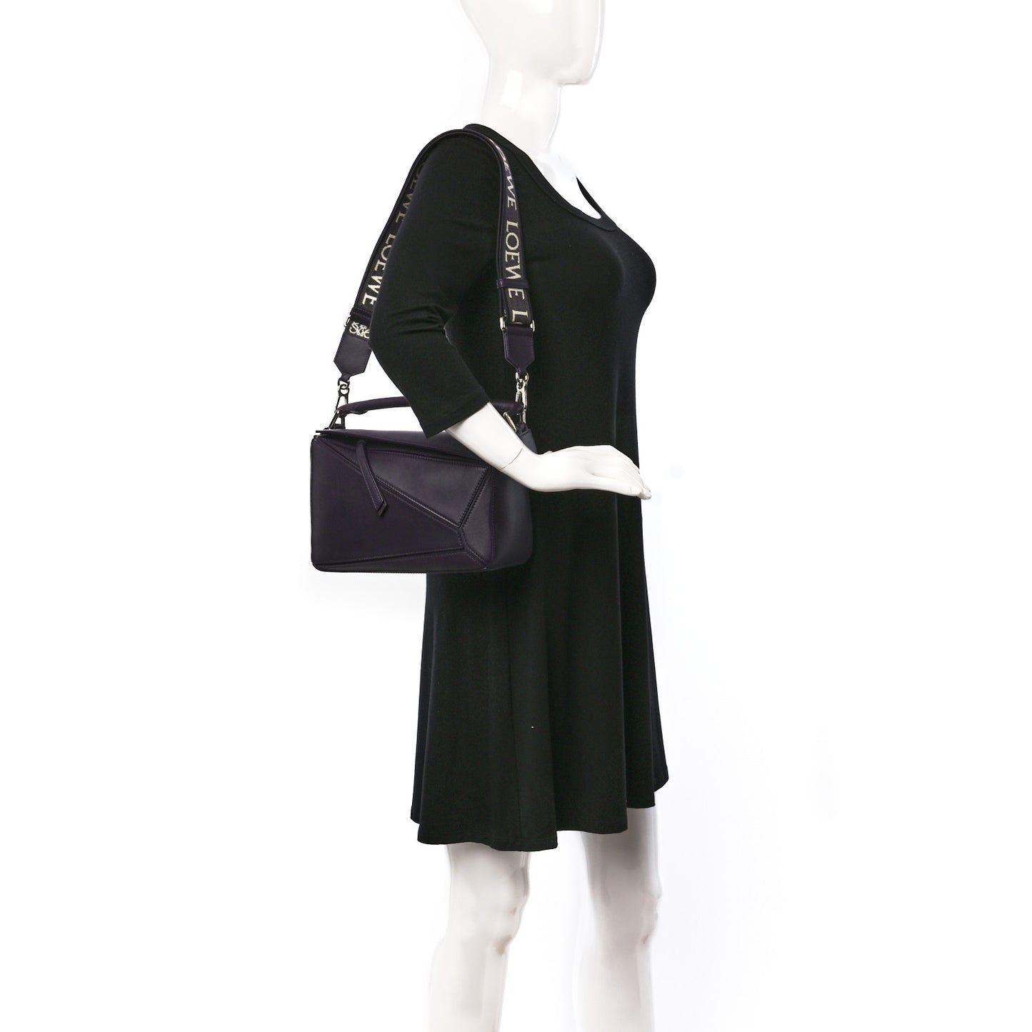 Satin Calfskin Small Puzzle Bag Deep Purple