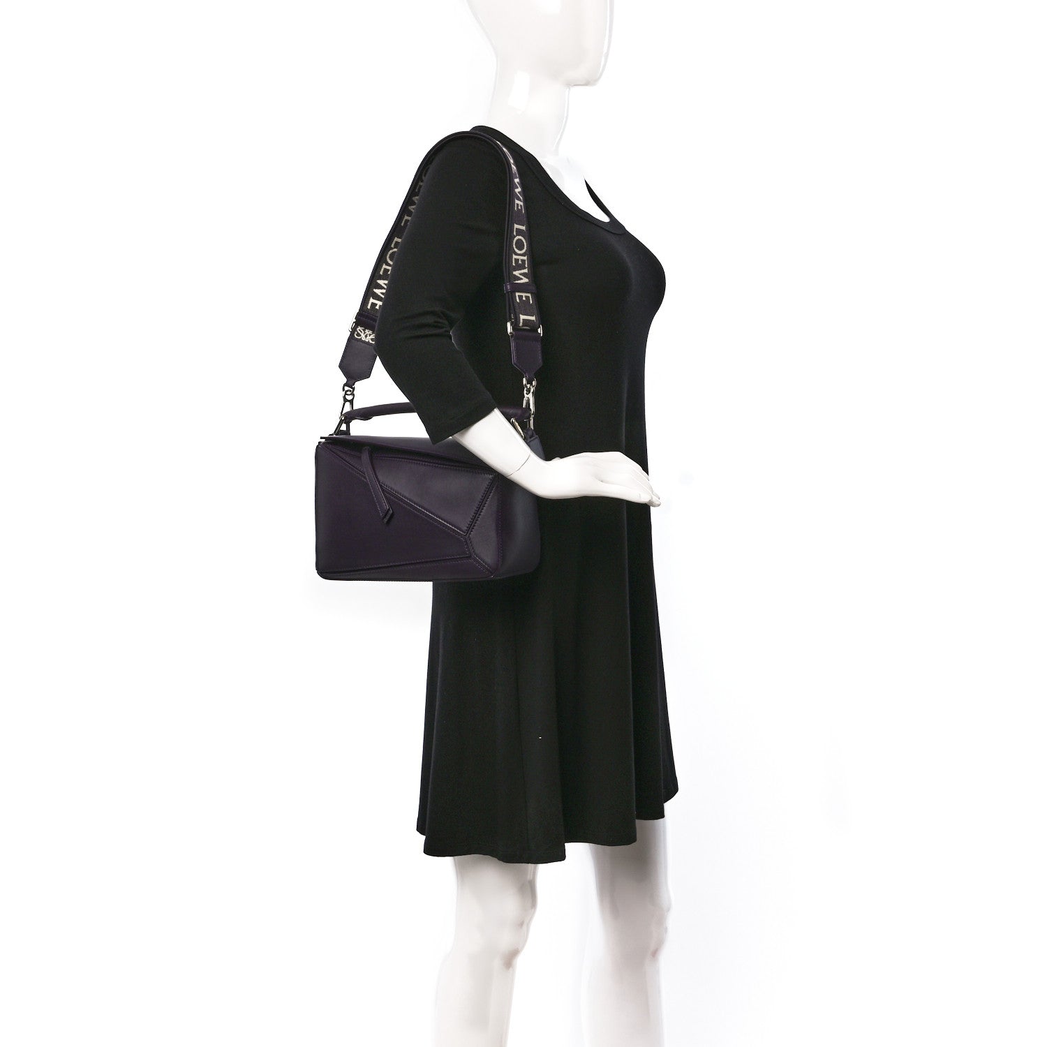 Loewe Satin Calfskin Small Puzzle Bag Deep Purple 2 of 10