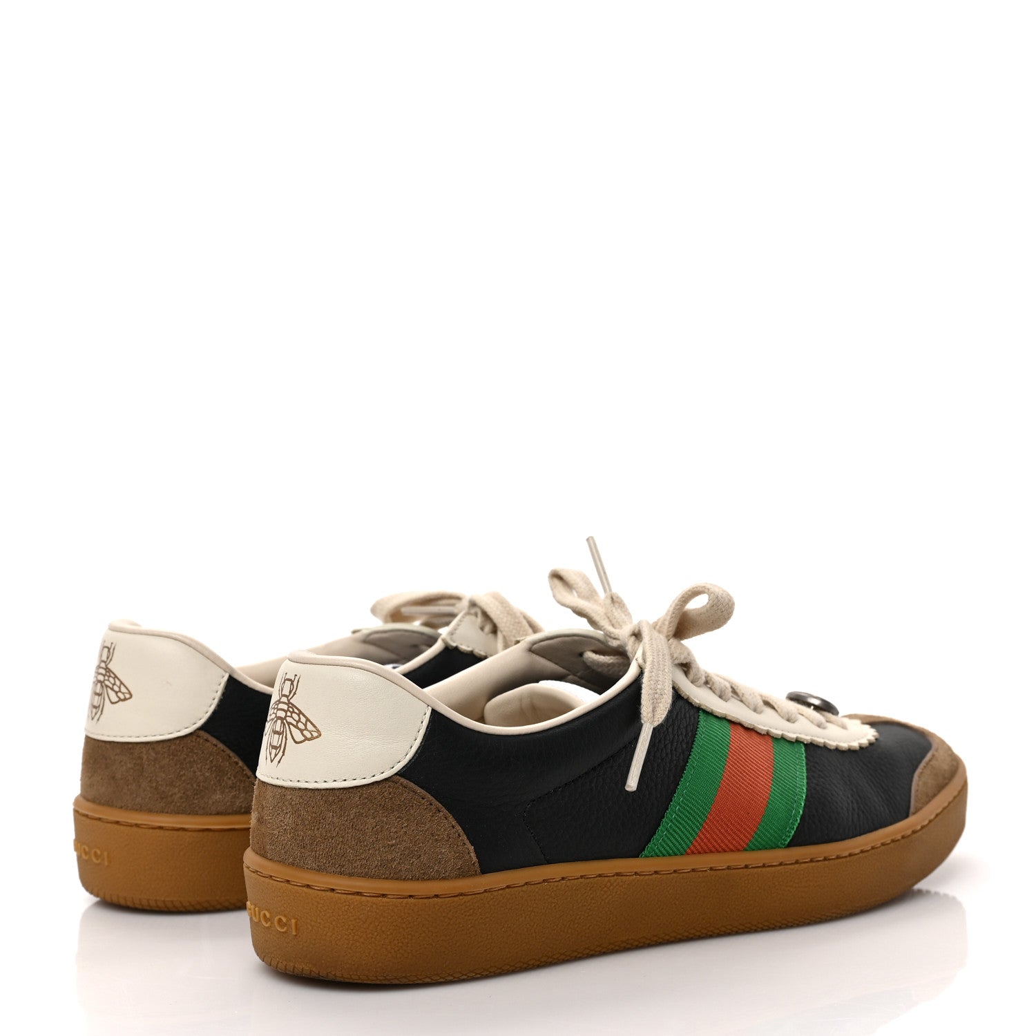 Gucci Calfskin Suede Web Mens G74 Sneakers 37 Ardesia Black New Mystic White 4 of 8