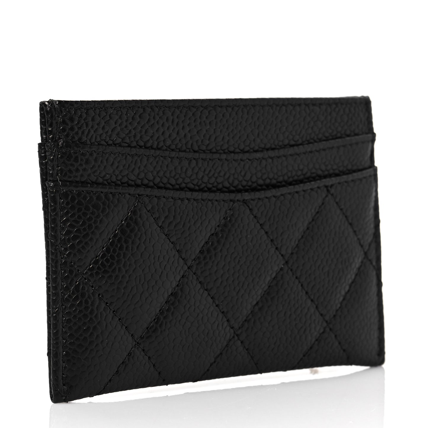 Caviar Quilted Card Holder Black