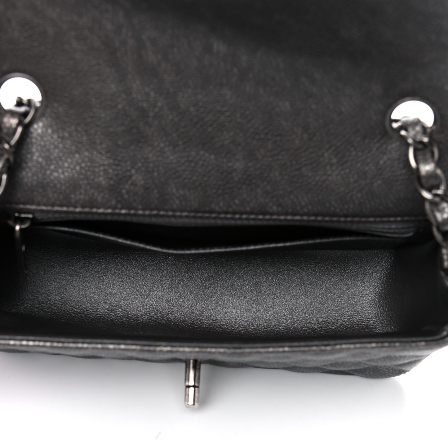 Metallic Caviar Quilted Mini Rectangular Flap Black