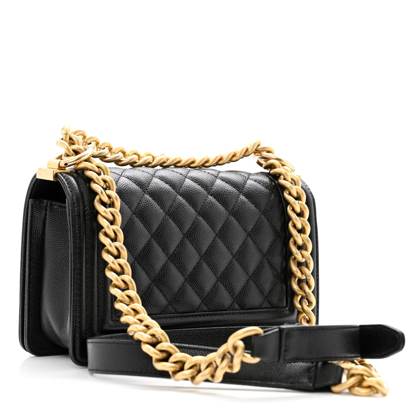 Caviar Quilted Small Boy Flap Black