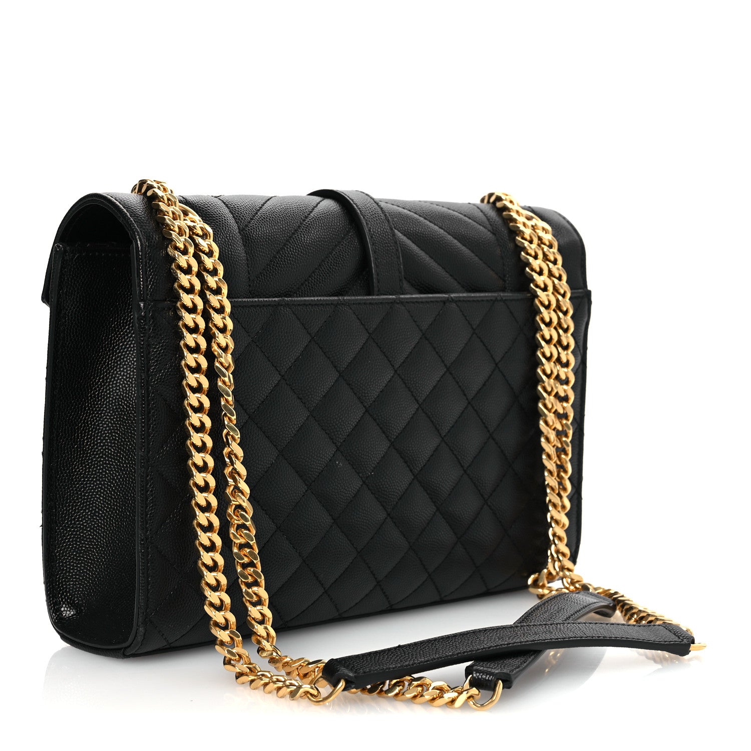 Saint Laurent Grain De Poudre Textured Mixed Matelasse Triquilt Medium Monogram Satchel Black 3 of 12