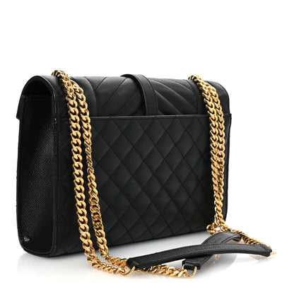 Saint Laurent Grain De Poudre Textured Mixed Matelasse Triquilt Medium Monogram Satchel Black 3 of 12