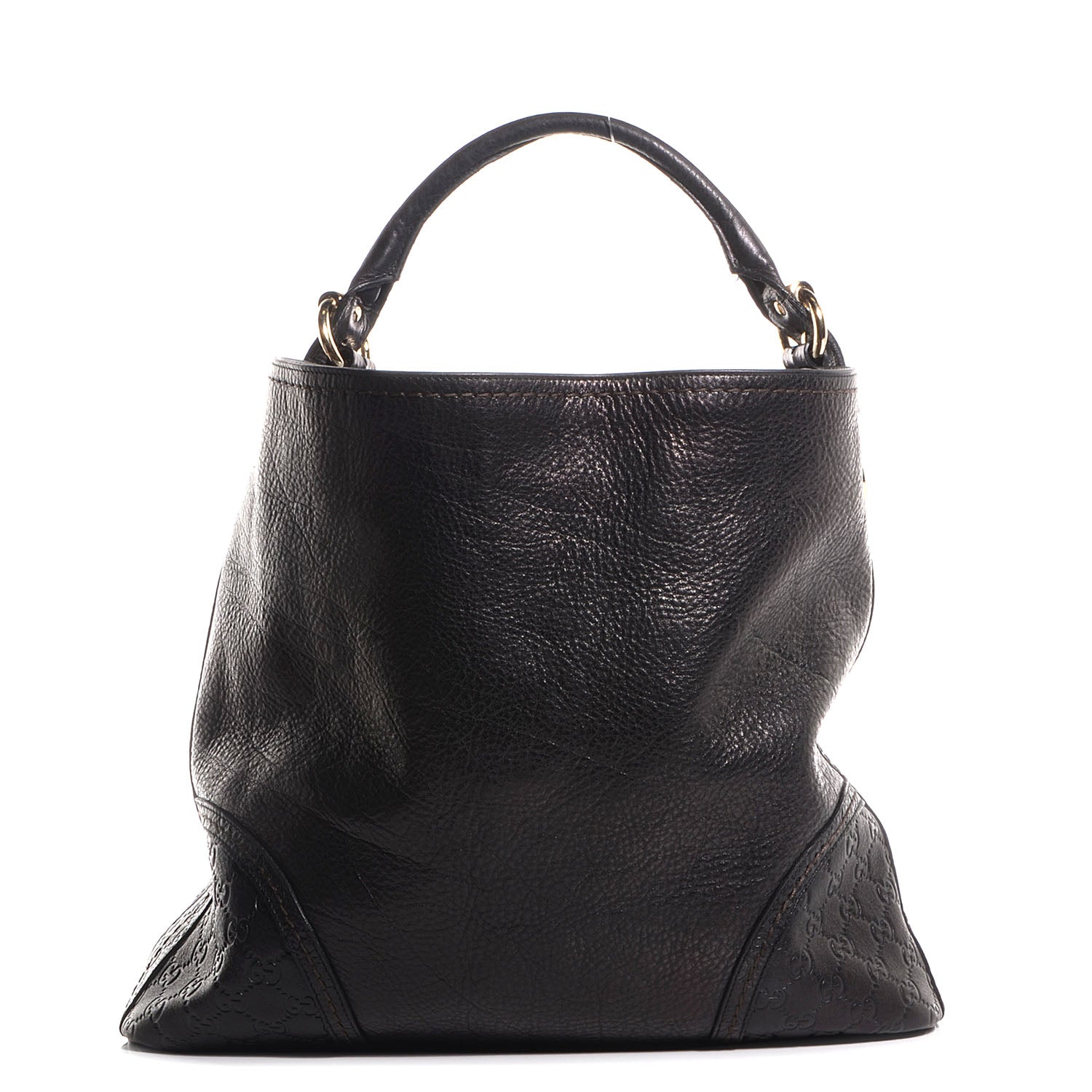 Gucci Leather Guccissima Trim Large Signoria Hobo Black 1 of 7