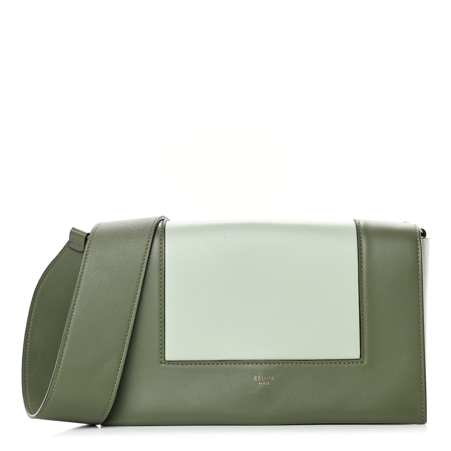 Celine Shiny Smooth Calfskin Medium Frame Shoulder Bag Olive Pastel Green 1 of 4