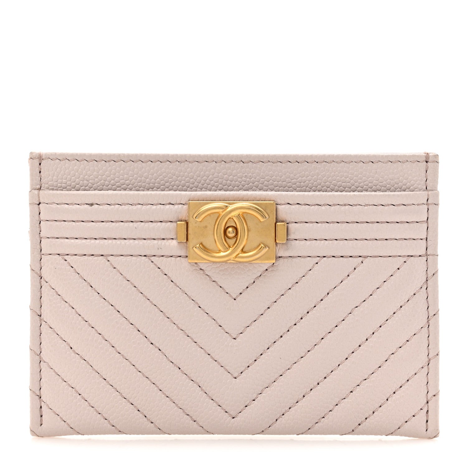 Chanel Caviar Quilted Chevron Boy Card Holder Light Purple 1 of 13