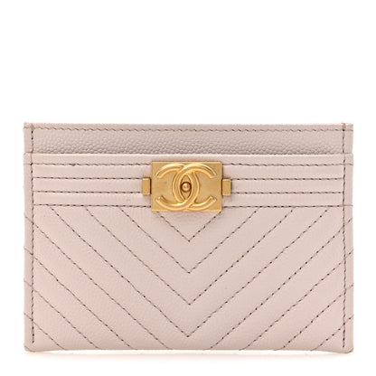 Chanel Caviar Quilted Chevron Boy Card Holder Light Purple 1 of 13
