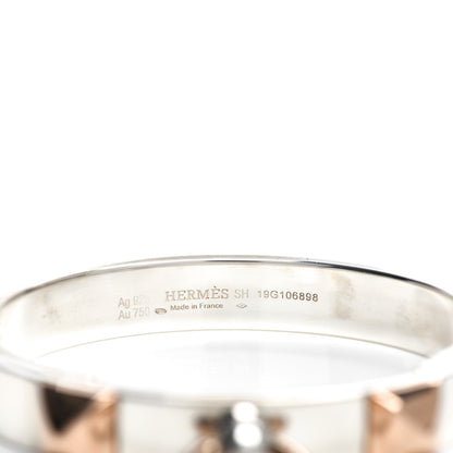 Hermes Sterling Silver 18K Rose Gold PM Collier De Chien Bracelet SH 4 of 5