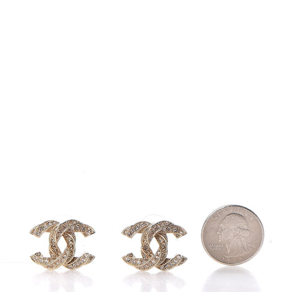 Chanel Crystal Twisted CC Earrings Light Gold Pale Pink 2 of 7