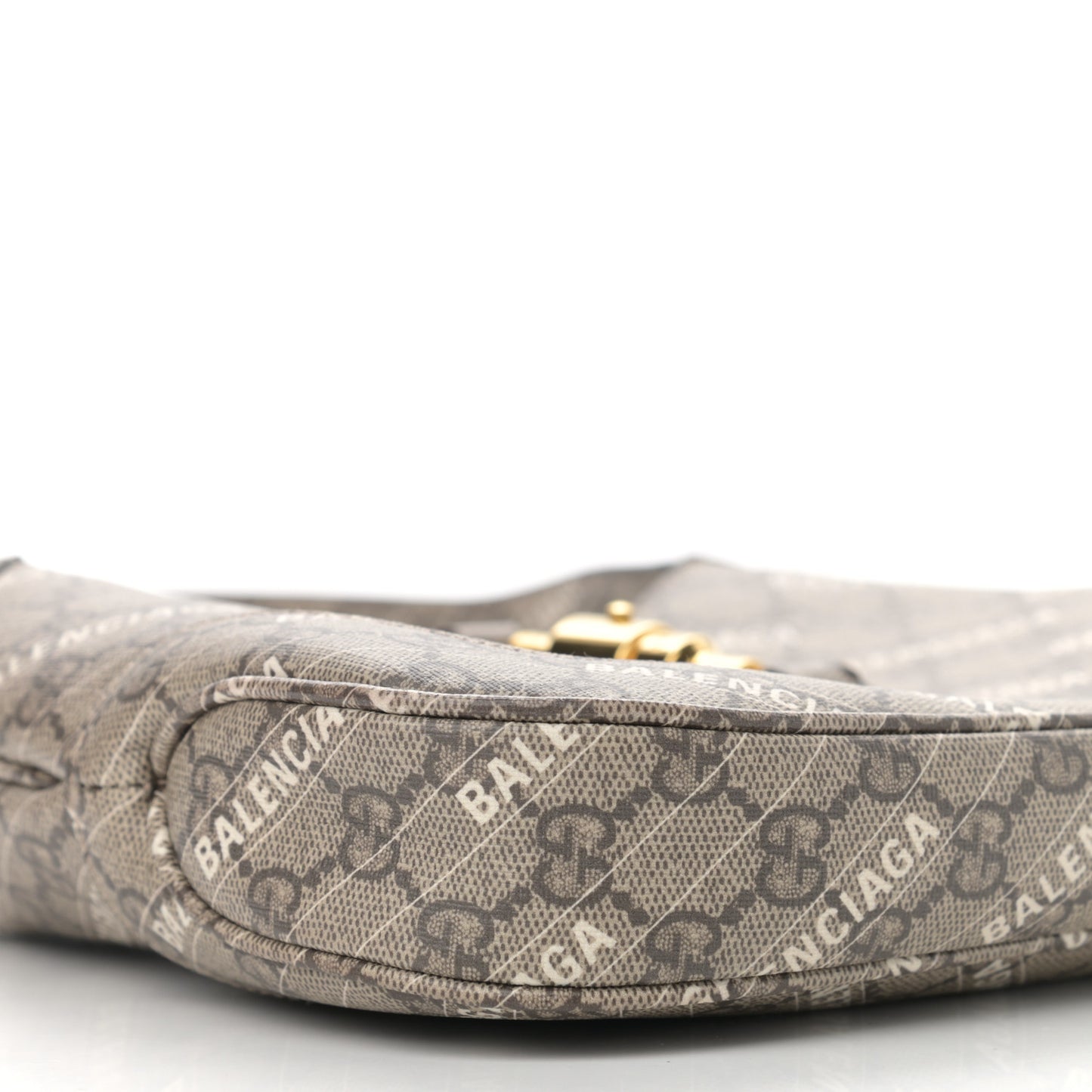 X BALENCIAGA GG Supreme Monogram Striped Logo Print Web Small Jackie 1961 Hobo Beige Ebony Mystic White