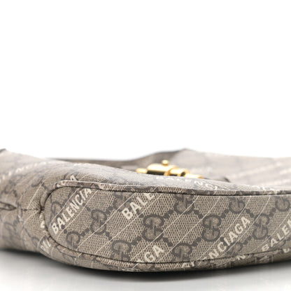 Gucci X BALENCIAGA GG Supreme Monogram Striped Logo Print Web Small Jackie 1961 Hobo Beige Ebony Mystic White 9 of 11