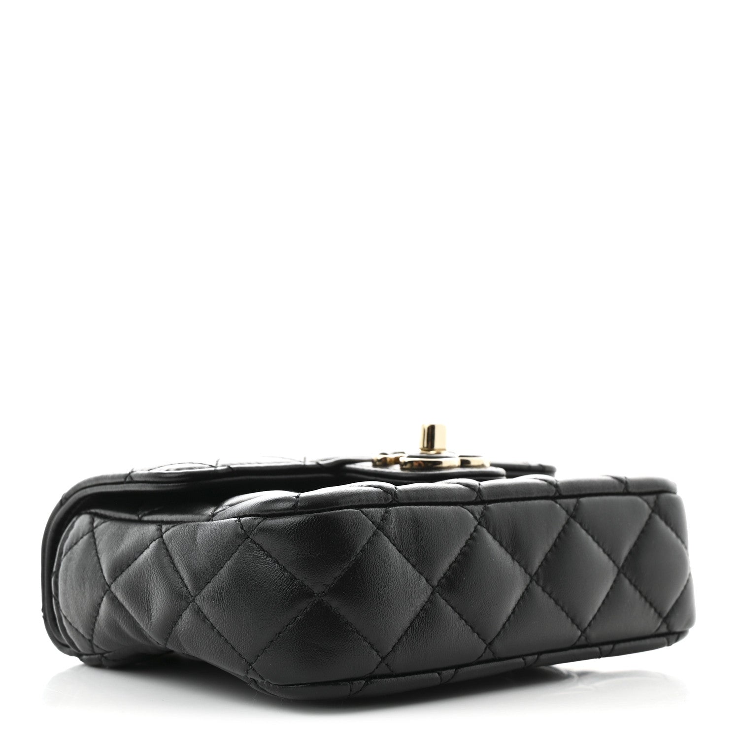 Chanel Lambskin Resin Quilted Mini Heart Square Flap Black 4 of 10