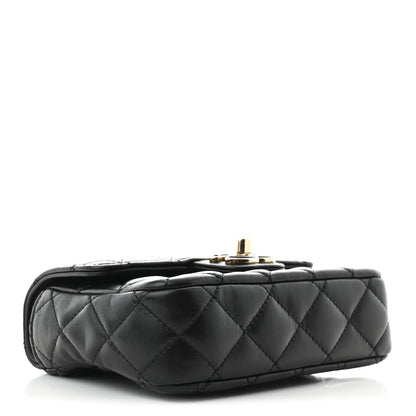 Chanel Lambskin Resin Quilted Mini Heart Square Flap Black 4 of 10