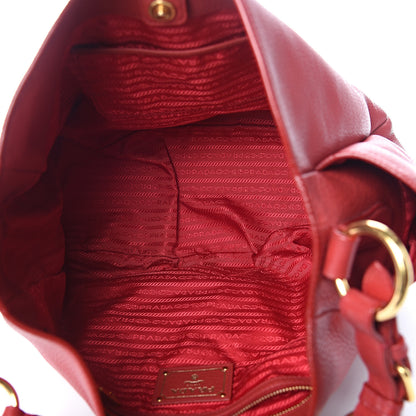 Prada Vitello Daino Side Pocket Hobo Rosso 4 of 15