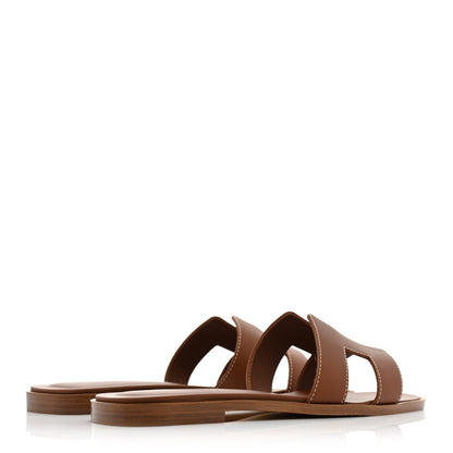 Hermes Box Calfskin Oran Sandals 37 Gold 4 of 11