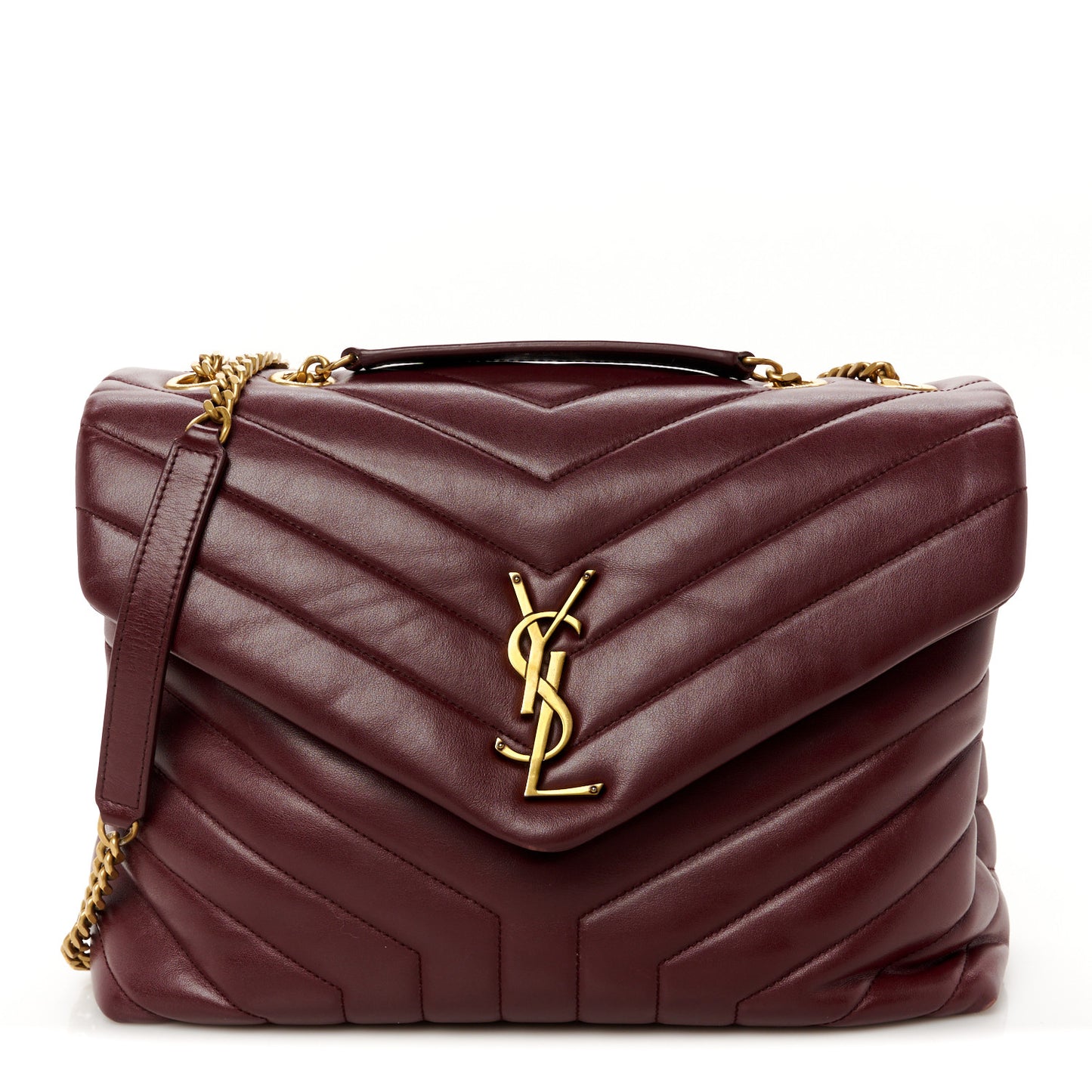 Calfskin Y Quilted Monogram Medium Loulou Chain Satchel Rouge Legion