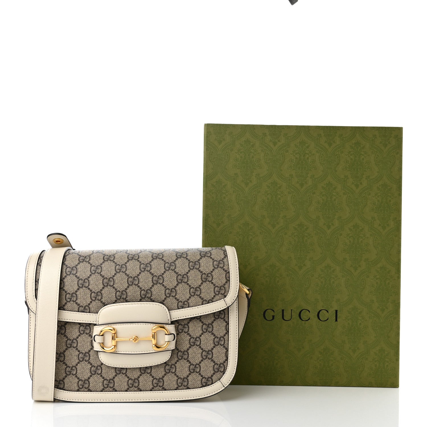 Gucci GG Supreme Monogram Horsebit 1955 Shoulder Bag Beige Mystic White 12 of 12