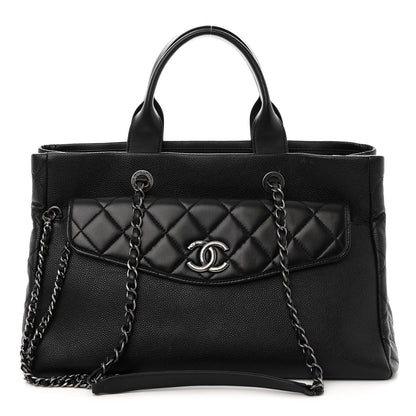 Chanel Caviar Lambskin Quilted Large Coco Break Shopping Bag Black 1 of 11
