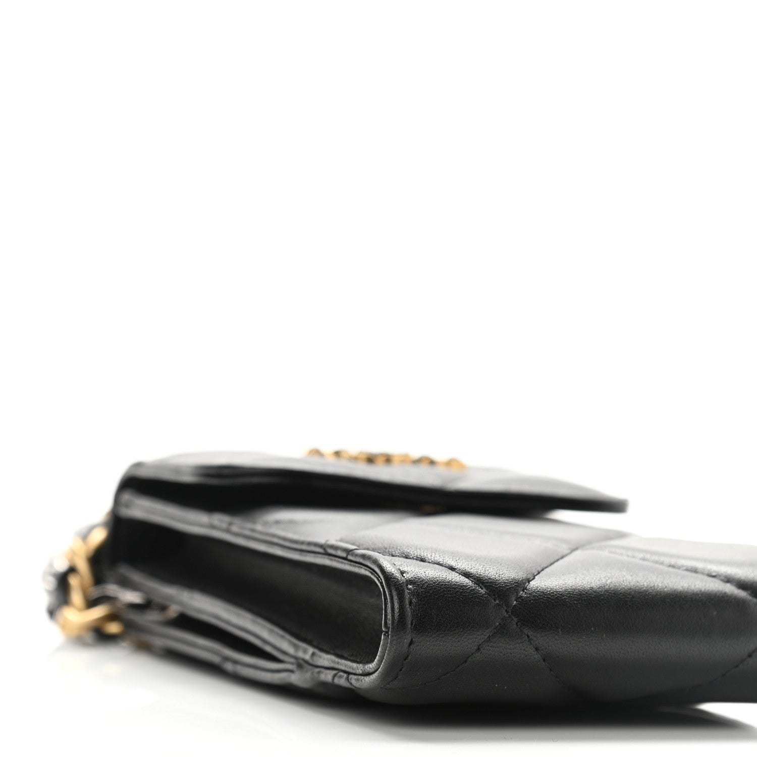 Chanel Lambskin Quilted Chanel 19 Phone Holder With Chain Black 10 of 11