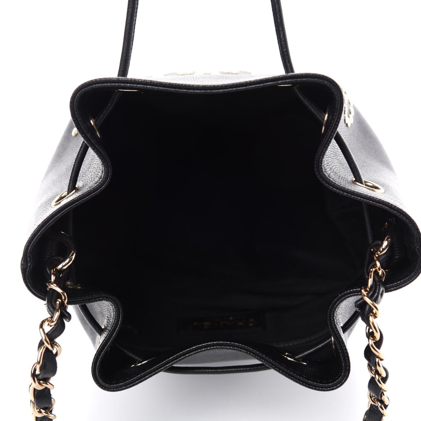 Caviar Deauville Drawstring Bucket Bag Black