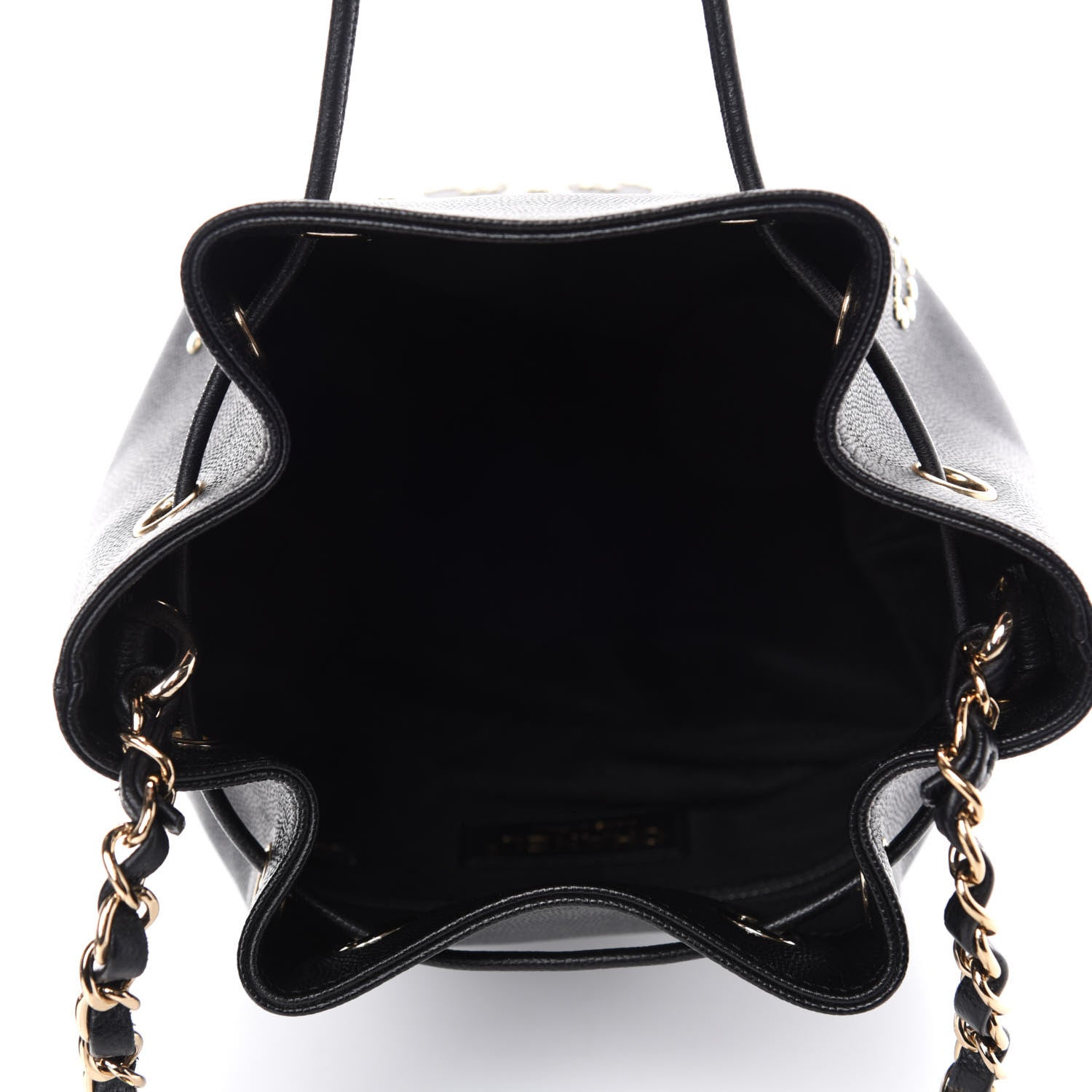 Chanel Caviar Deauville Drawstring Bucket Bag Black 5 of 10