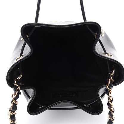 Chanel Caviar Deauville Drawstring Bucket Bag Black 5 of 10
