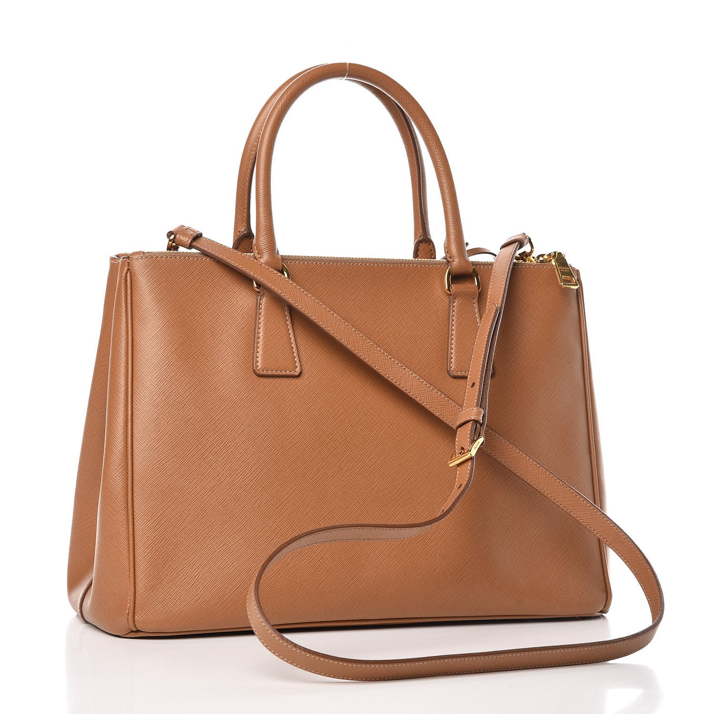 Saffiano Medium Galleria Double Zip Tote Caramel