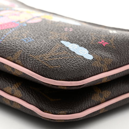 Louis Vuitton Monogram 2020 Christmas Animation Big Wheel Double Zip Pochette Rose Ballerine 11 of 12