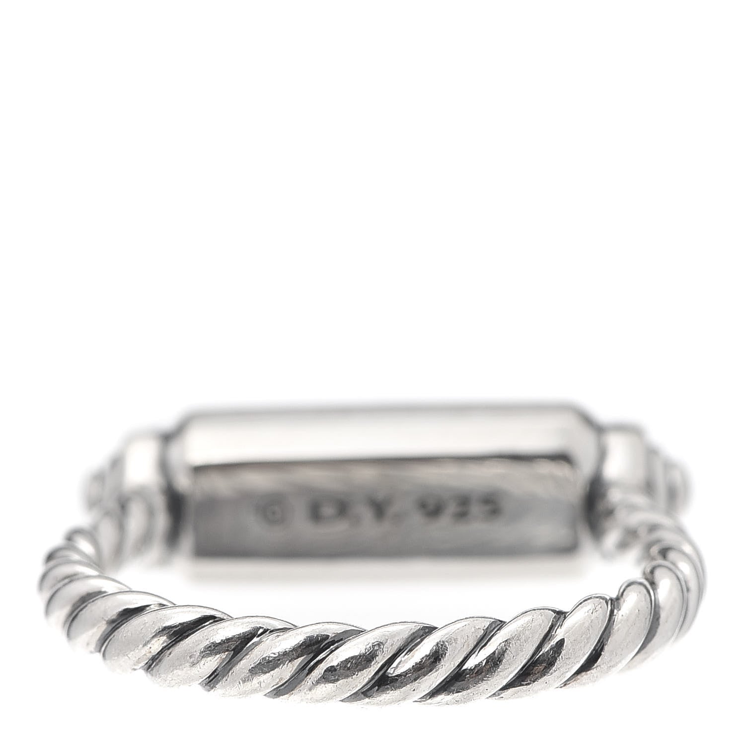 David Yurman Sterling Silver Diamond Lexington Barrel Ring 54 7 3 of 4