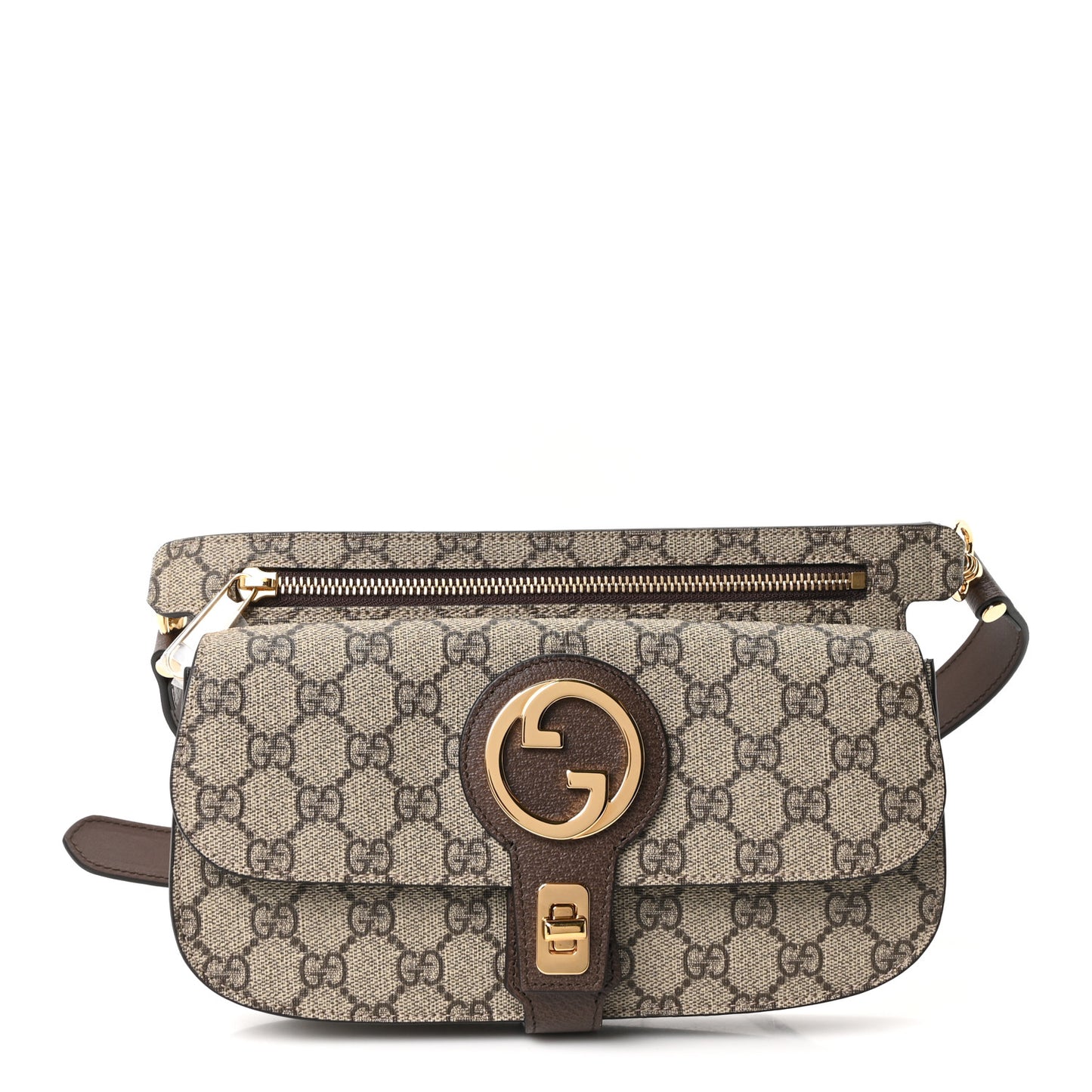 GG Supreme Monogram Textured Dollar Calfskin Blondie Belt Bag Beige Ebony New Acero