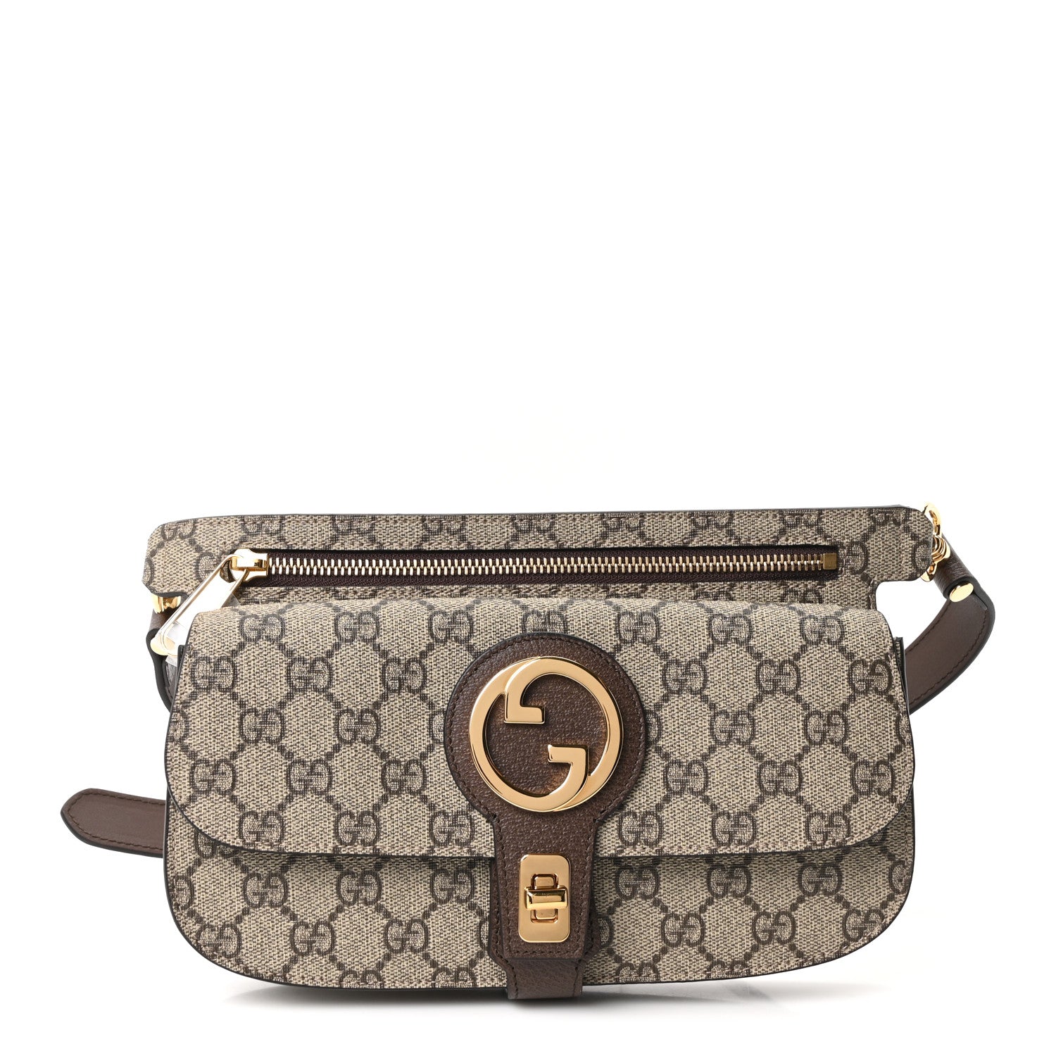 Gucci GG Supreme Monogram Textured Dollar Calfskin Blondie Belt Bag Beige Ebony New Acero 1 of 10
