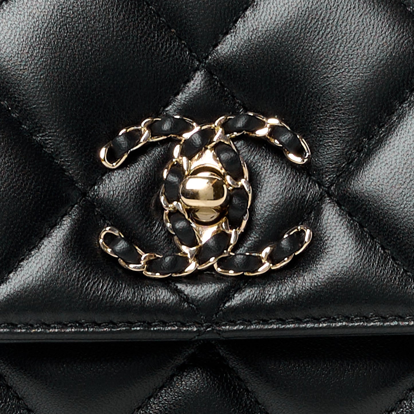 Lambskin Quilted Small Trendy CC Chain Dual Handle Flap Bag Black